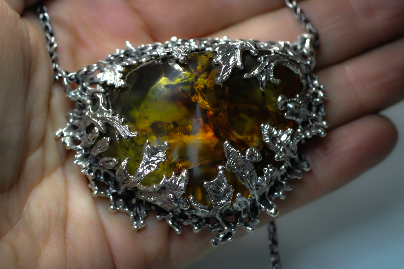Apollo Karneios / Exalted Sun Talismans / Sol Invictus! - Amber wrapped in Leaves