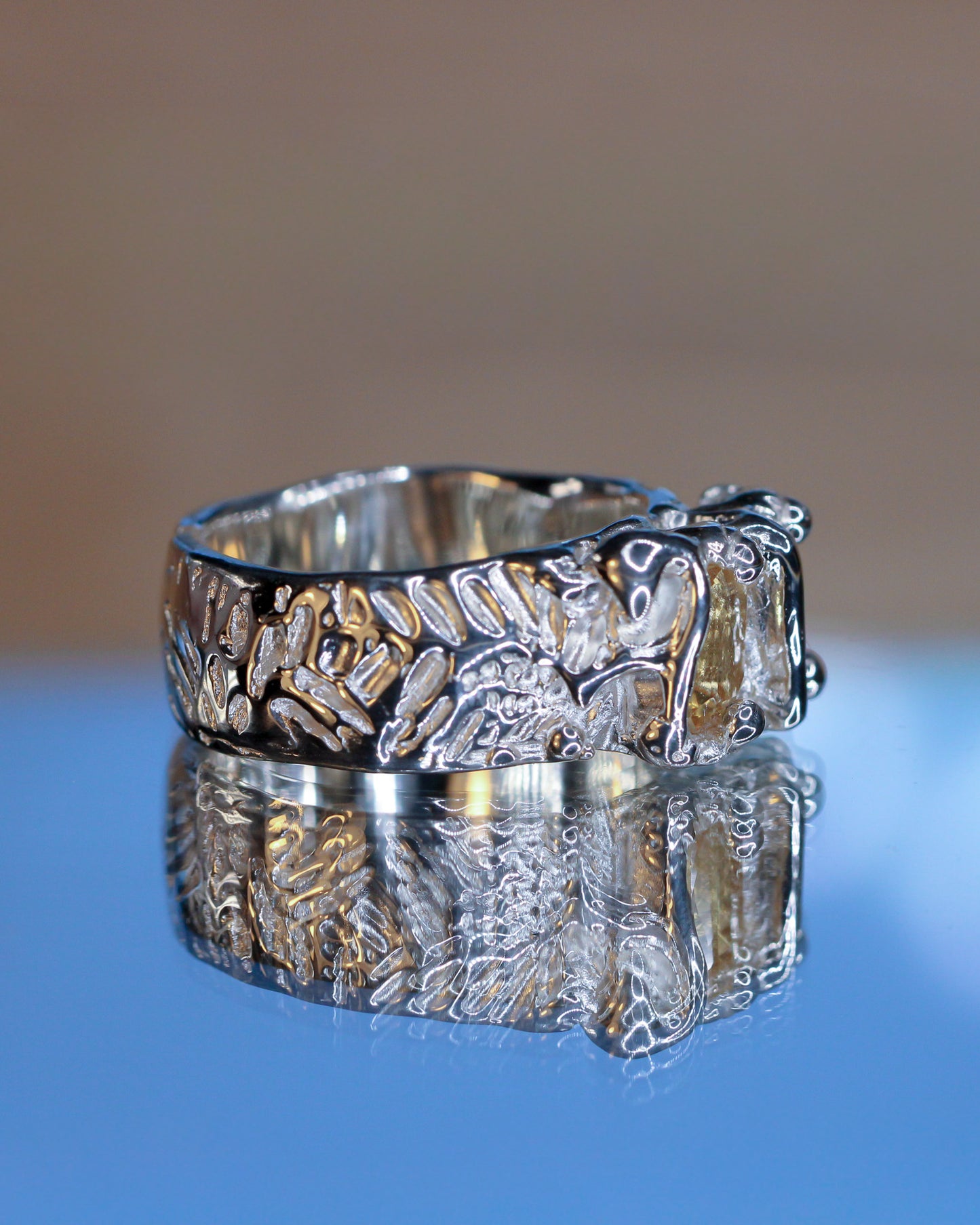 JOJ #3 two Baguette Citrine Ring size 7 3/4