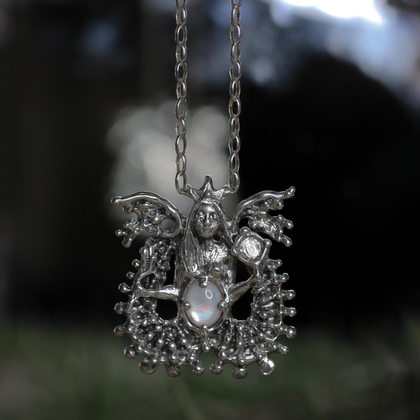 Mer-Moon Mother of Tides Talisman with rolo chain