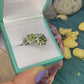 Coral Venus Star Ring with Sapphire and Chrysolite